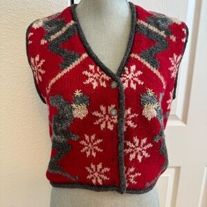 THE LIMITED size S vintage wool red skiing winter Sweater vest vintage handknit